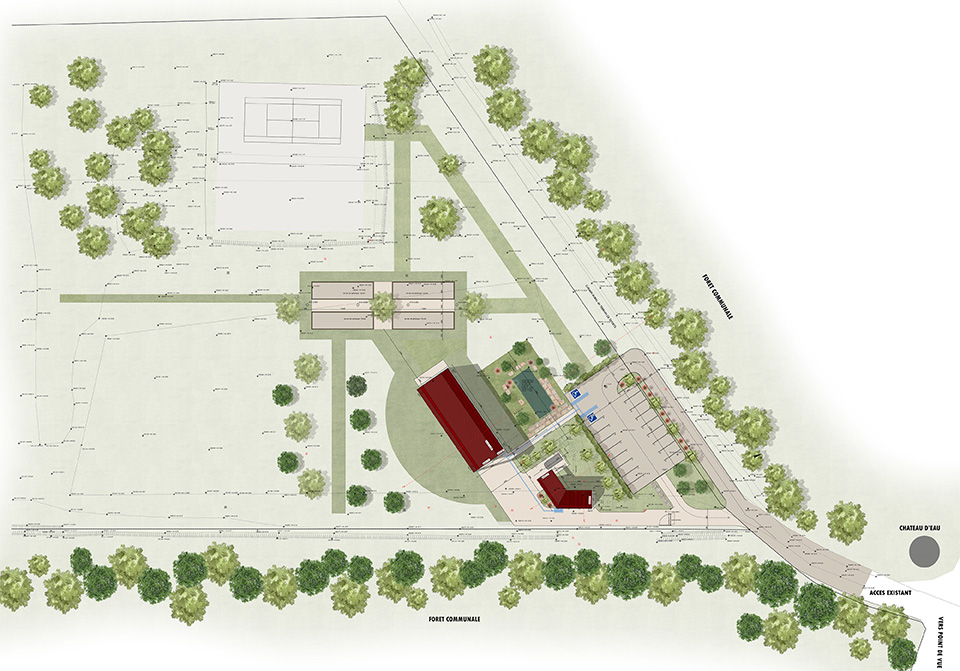 plan de masse de la halle communale de monthelon